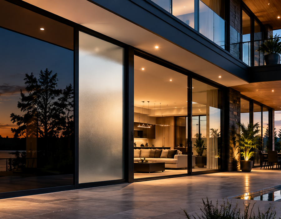 Maison contemporaine avec éclairage DEL permanent architectural